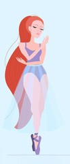 An image of a ballerina from a cartoon, made in the form of vector elements, in a static position.