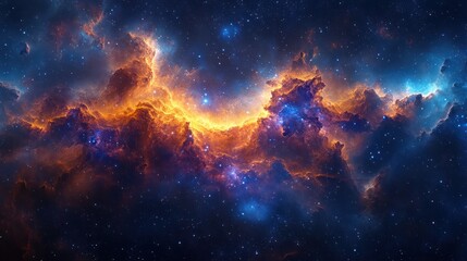 Obraz premium Cosmic Nebula, fiery clouds, space, stars, background, astronomy, science fiction