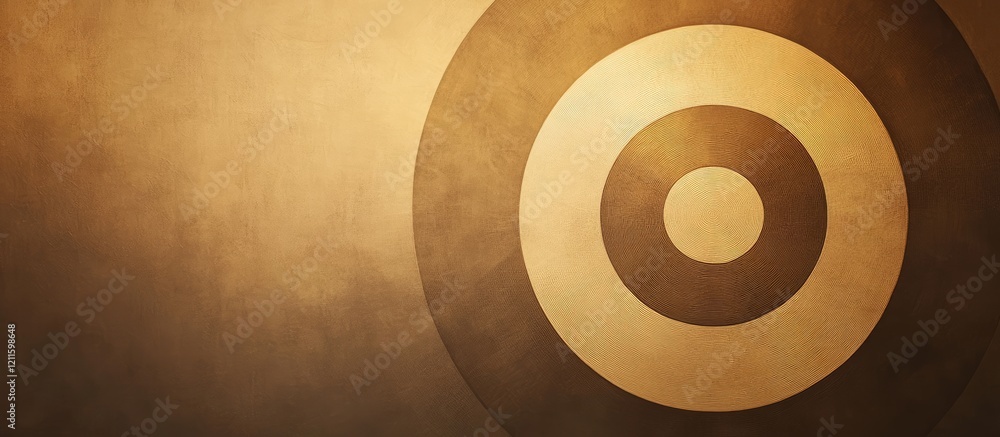 Leinwandbilder dynamic abstract composition featuring concentric circles in gold and brown tones against a textured