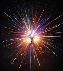 Fototapeta premium Dazzling multicolored sparks lighting up the darkness, shimmering dust, luminous orbs