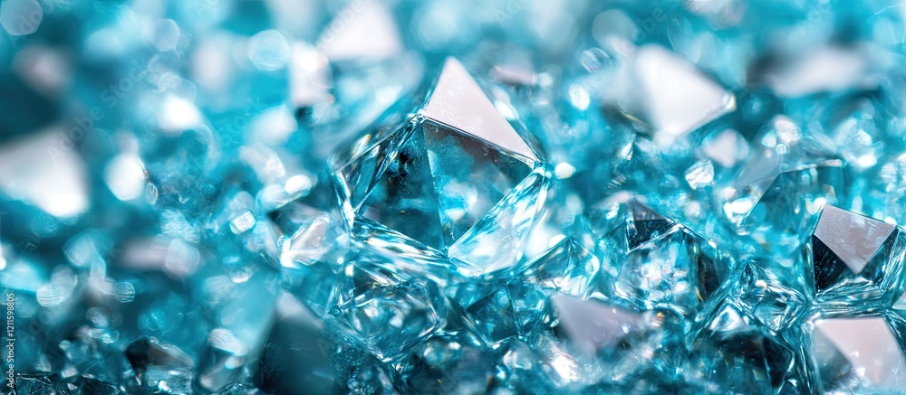 Poster bokeh background with shimmering turquoise and white crystal textures enhances designs with luminous