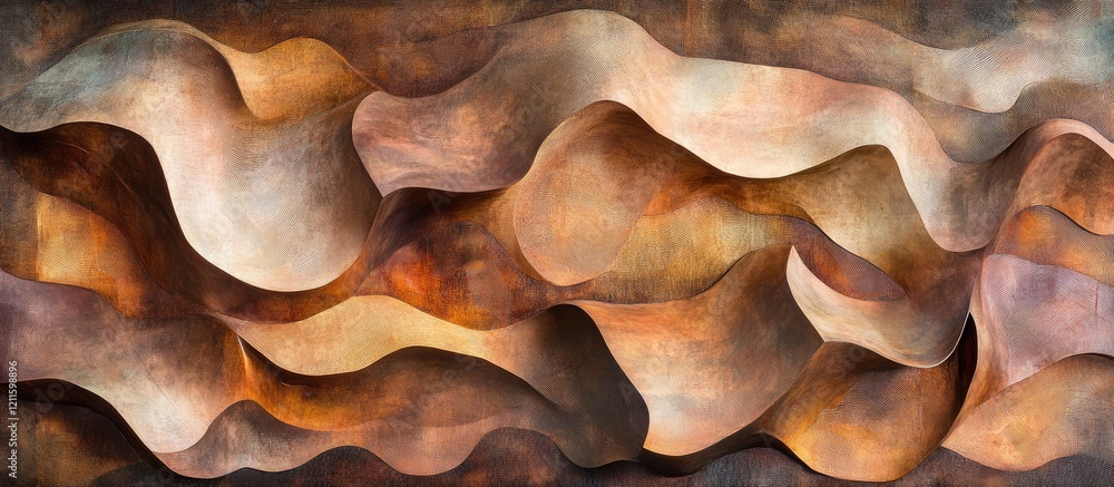 Aufkleber soft earthy tones of swirling organic shapes in warm browns, rust, and cream create a calming, harmo