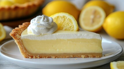 A Delicious Slice of Lemon Tart with Whipped Cream