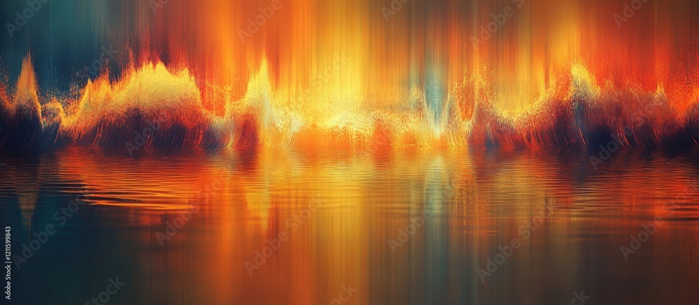 Aufkleber abstract background with vibrant orange and blue vertical wavy patterns resembling a lake splash rip