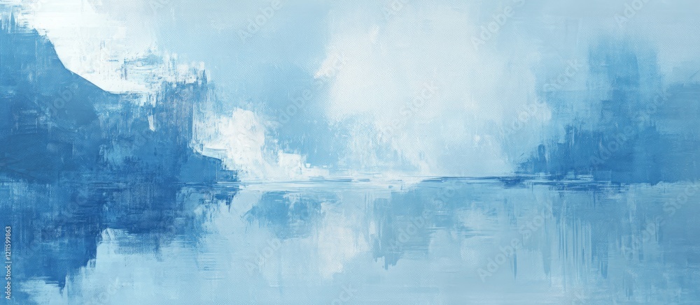 Poster serene abstract blue landscape with soft light reflections creating a tranquil atmosphere ideal for 