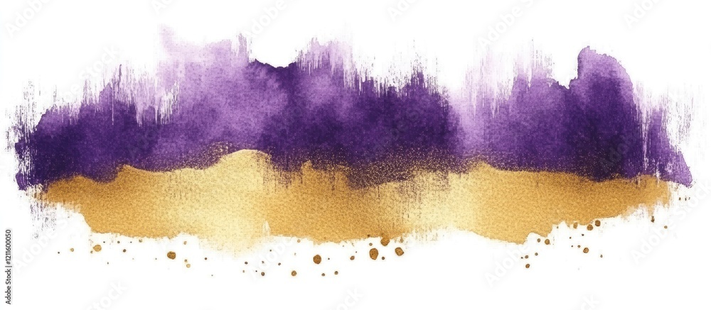 Aufkleber rich purple and gold abstract watercolor background with soft brush strokes creating an elegant and 