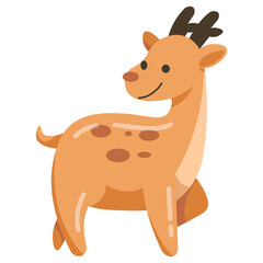 Cute Cartoon Brown Deer Illustration