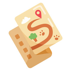 Illustration of a Map with Scenic Route
