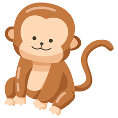 Cute Little Brown Monkey Illustration