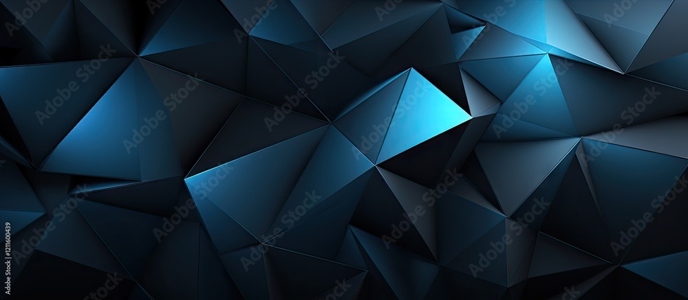 Poster dark blue and black abstract geometric background with sharp triangular shapes and smooth gradients 