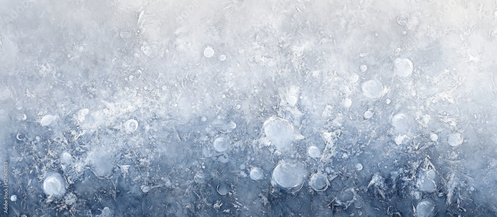 Aufkleber abstract frozen background with soft blue and white ice textures featuring round water bubbles, crea