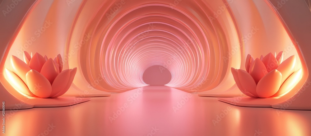 Leinwandbilder abstract modern interior featuring a lotus pink corridor with soft glowing lighting and elegant flow