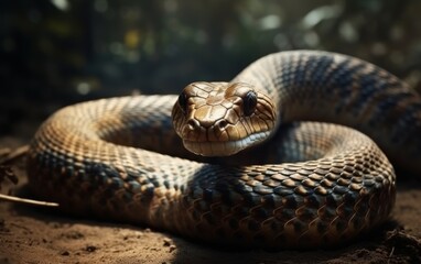 Obraz premium Close-Up of a Snake in the Forest