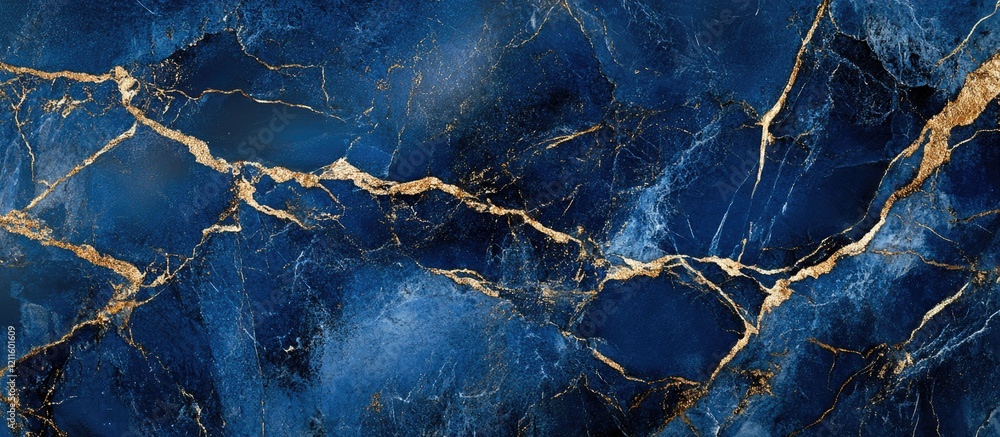 Aufkleber elegant blue marble texture with striking gold veins creating a luxurious and sophisticated design f