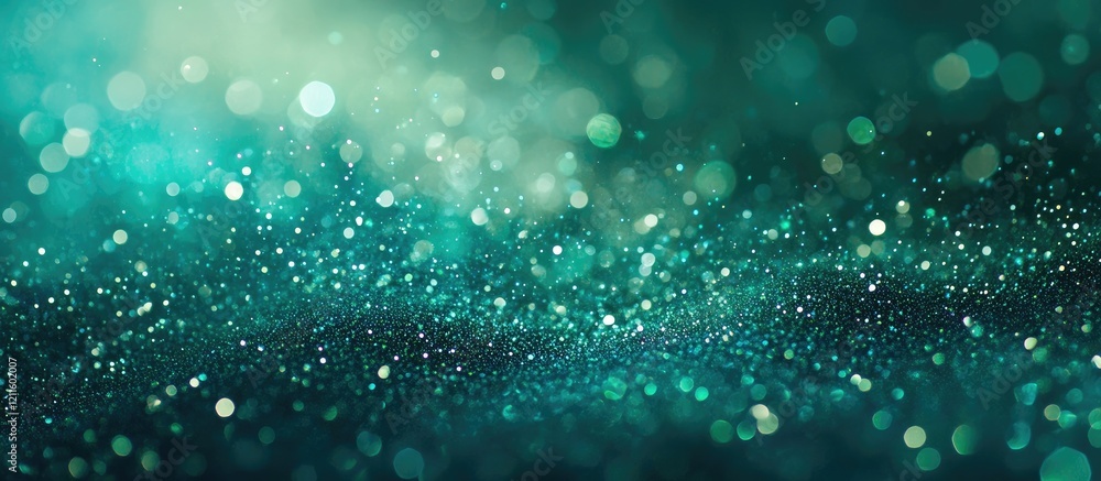 Fototapete vibrant green bokeh softly blends with glimmering teal spots creating a dreamy abstract background i