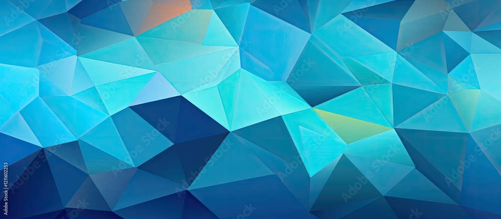 Fototapete Colorful geometric abstract background in shades of blue and turquoise featuring sharp tetrahedron shapes ideal for business cards and web use.