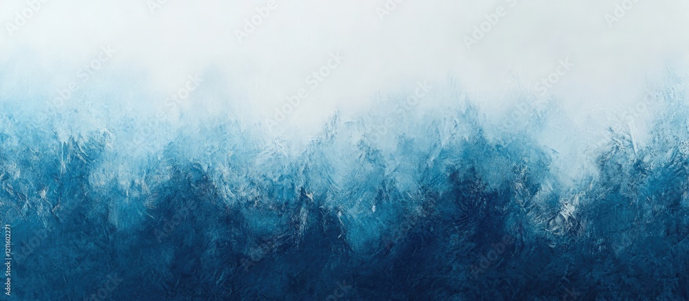 Aufkleber ocean wave abstract art in deep blue hues with soft white gradient creating a serene and calming eff