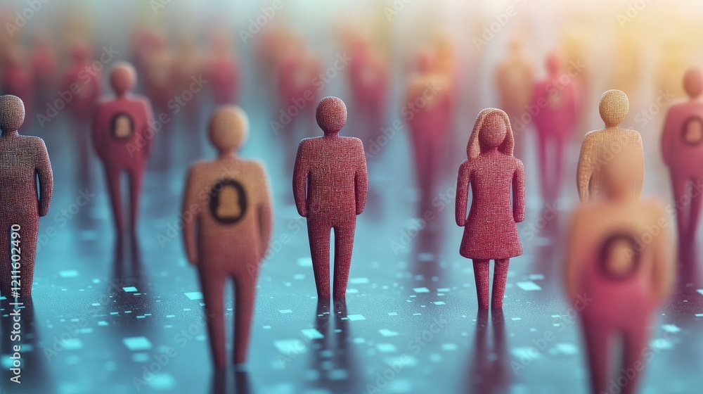 Aufkleber diverse figures in crowd with soft lighting and colorful background