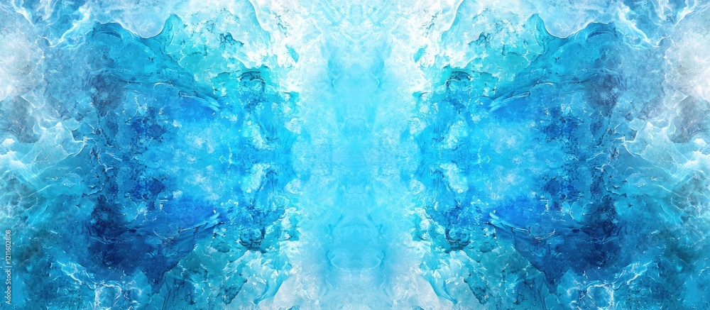 Poster Luminous aquamarine textured background with bright blue light shimmers creating captivating visual depth and fluid patterns ideal for design projects