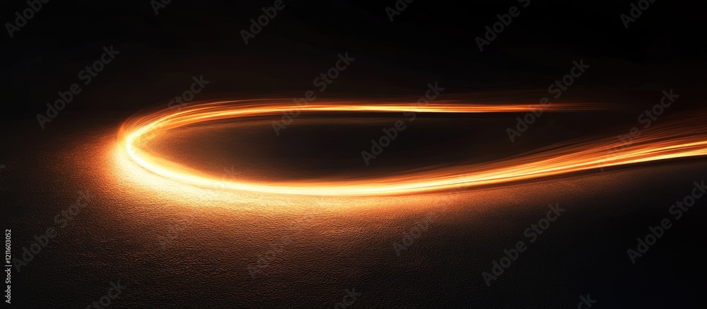 Leinwandbilder curved golden light beam creating dynamic contrast against a black background with smooth gradients 