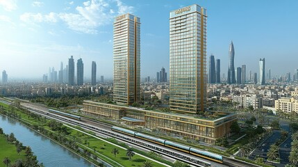 Grandiose Gold Towers: Dubai's Luxurious Skyline