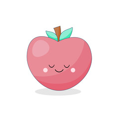 Cute kawaii red apple. A charming character.