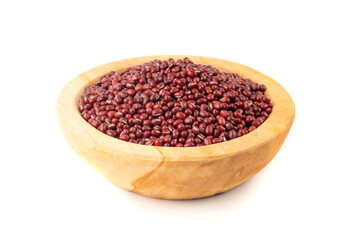 Red adzuki beans isolated, raw azuki bean pile, Vigna angularis legume seeds, dry red mung bean