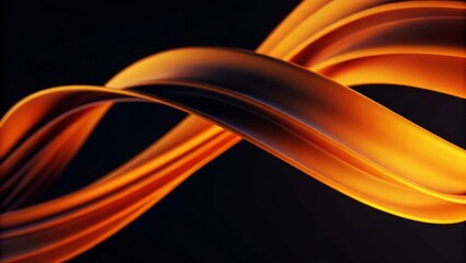 Fototapeta premium Flowing abstract orange waves with illuminated curves against a dark background, creating a sense of motion and energy, dynamic swirling lines, light trail design, futuristic, vibrant pattern
