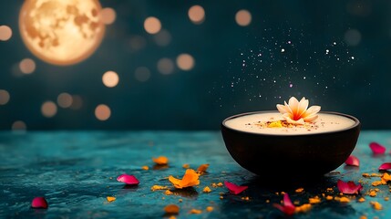 Serene Night with Lotus Flower in Bowl
