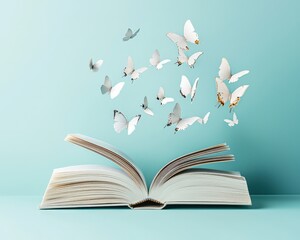 Ethereal Butterflies Emerge from Open Book