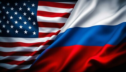 usa and russia flags merging at center symbolizing complex diplomatic relations 
