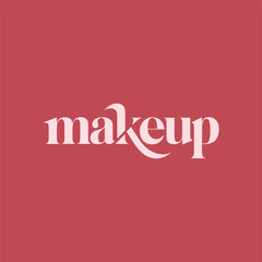 Makeup Typography Vector Template Design for Beauty Brands, Cosmetics Marketing, and Promotional Campaigns Featuring Elegant Calligraphy and Glamorous Style Background