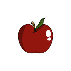 Illustration of a red apple on a white background. Can be used as a graphic design 