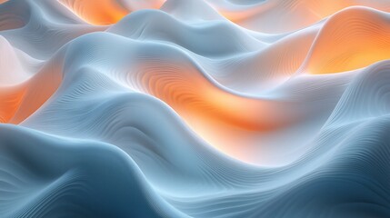 Obraz premium Abstract wavy landscape with orange glow.