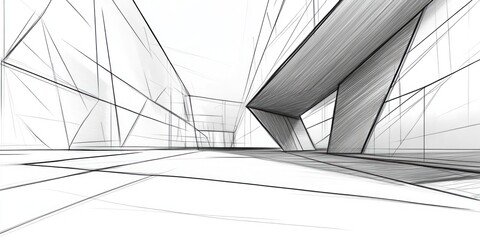 Fototapeta premium Abstract Architectural Sketch Modern Building Design