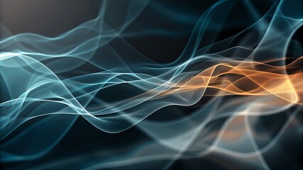 Fototapeta premium Relaxing dark abstract background with blue and orange waves, smooth texture design, futuristic motion backdrop, flowing energy, calm digital pattern, soft gradient art for modern visuals
