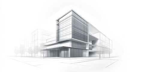 Architectural Sketch Modern Building Design Concept