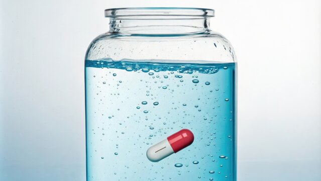 Efavirenz Pill in a Medicine Bottle with Water, medication, efavirenz pill, pharmacy
