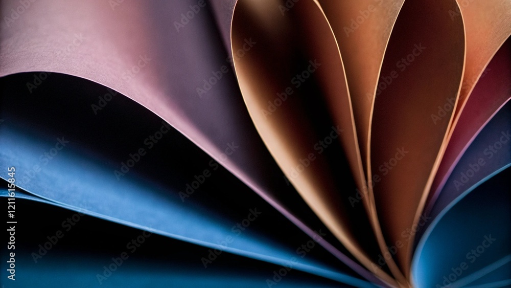 Poster texture of folded toned paper in minimalist style with bright colors, abstract background pattern in