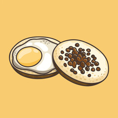Surabi traditional Indonesian food topped with egg and oncom for breakfast
