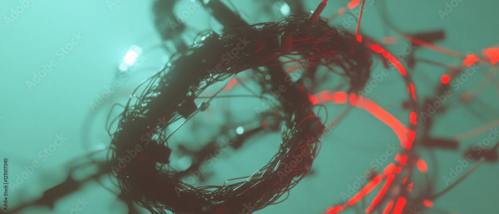 Aufkleber abstract wires exhibiting varying thickness and speed in dynamic motion