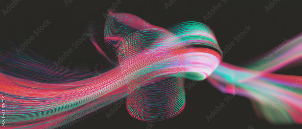 Poster Abstract visualization of wires with changing colors and dynamic data flow fluctuations