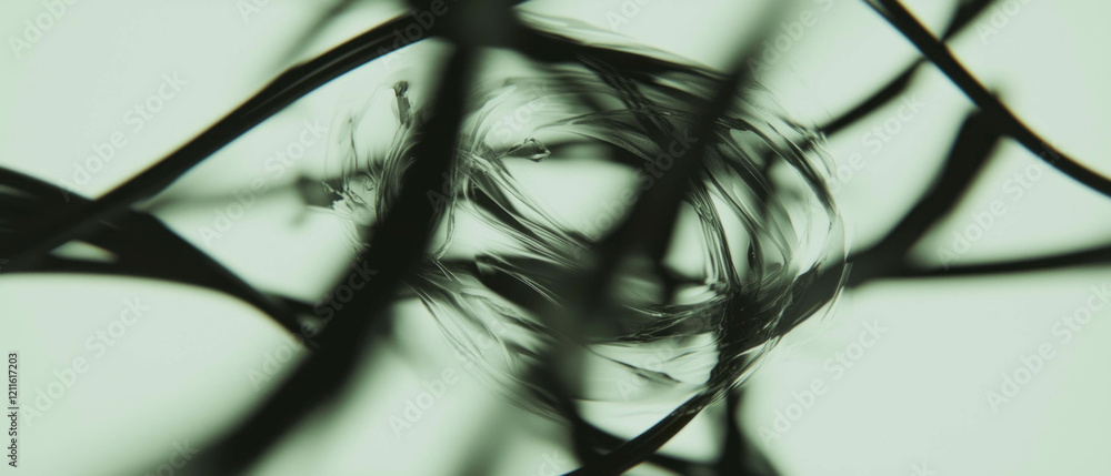 Poster abstract wires conveying urgency and dynamic movement in a vibrant composition