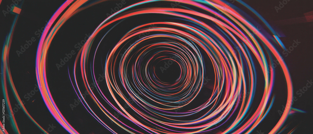 Poster Dynamic vortex of wires in vivid colors illustrating extreme rotation and speed effects