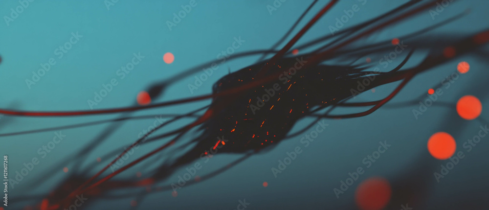 Aufkleber Dynamic abstraction of wires in motion with vibrant colors and depth