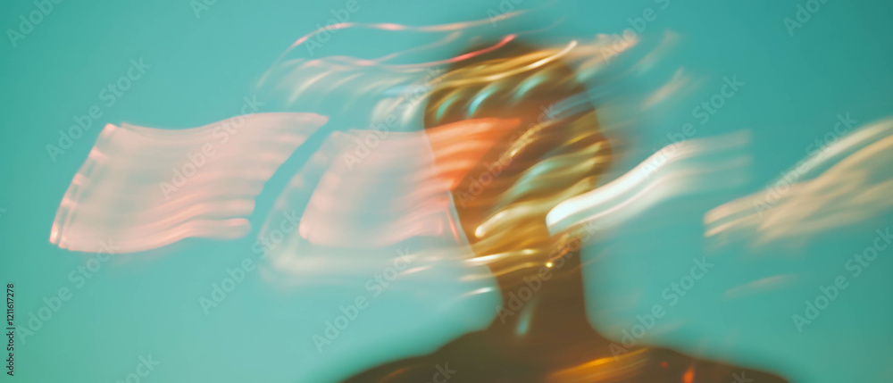Poster Abstract representation of motion and depth with wires and dynamic blur effects