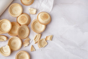 Homemade tartlets on grey background