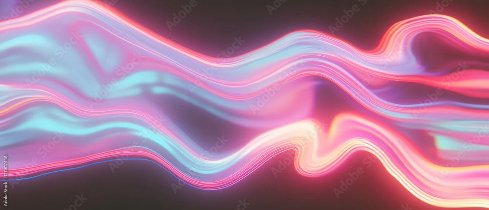 Poster neon wires create a vibrant abstract representation of speed and energy in a digital environment