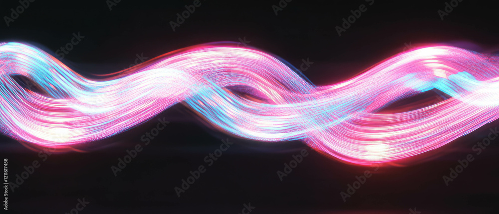 Poster Wires glowing with neon lights create a vibrant speed visualization across a dark backdrop