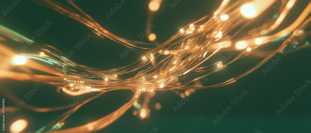 Poster vibrant wires transmitting data through a digital landscape in cyberspace exploration